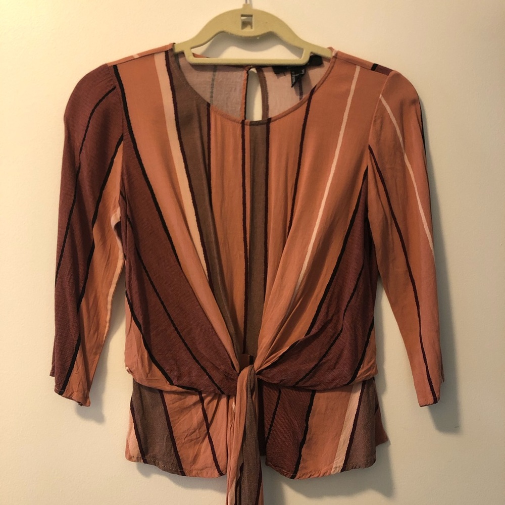 Forever 21 Pink / Brown Striped Top